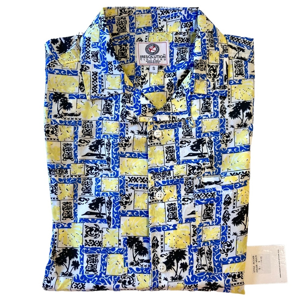 Mens Hawaiian shirt one Resolution clothing size small palm trees turtle S small
